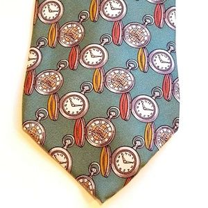 Vintage Burberry London Pocket Watch Print Tie